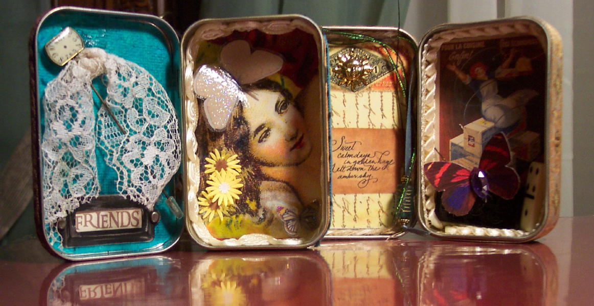 Inside each tin is a miniature work of art.