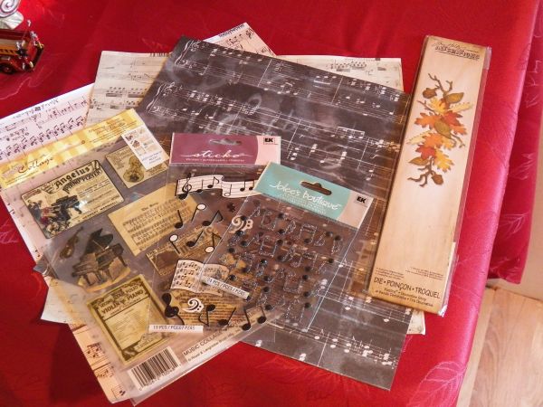 Music papers and stickers.... and Tim Holtz die...