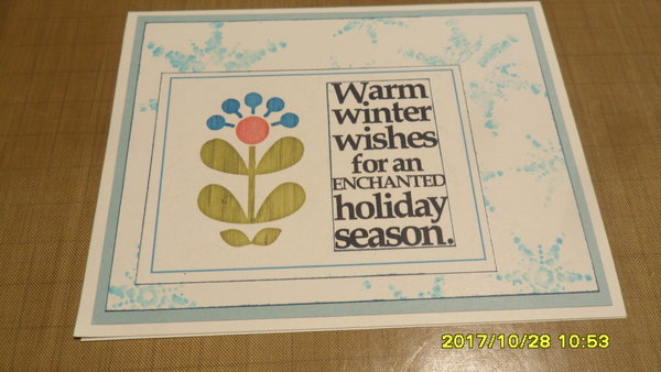 I used Zig watercolor markers on a snowflake stamp.   Image and sentiment are from CS Scandinavia