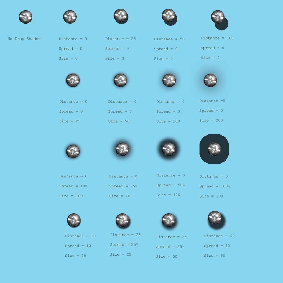 Drop shadows and their settings